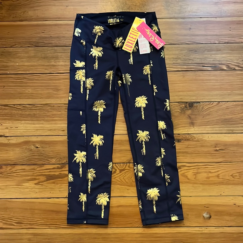Lilly Pulitzer luxletic navy palm yoga pants extra small